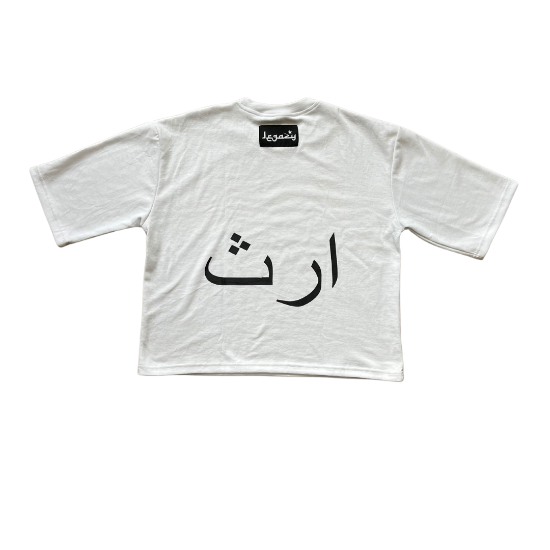 "WHITE KROME" CROP TEE